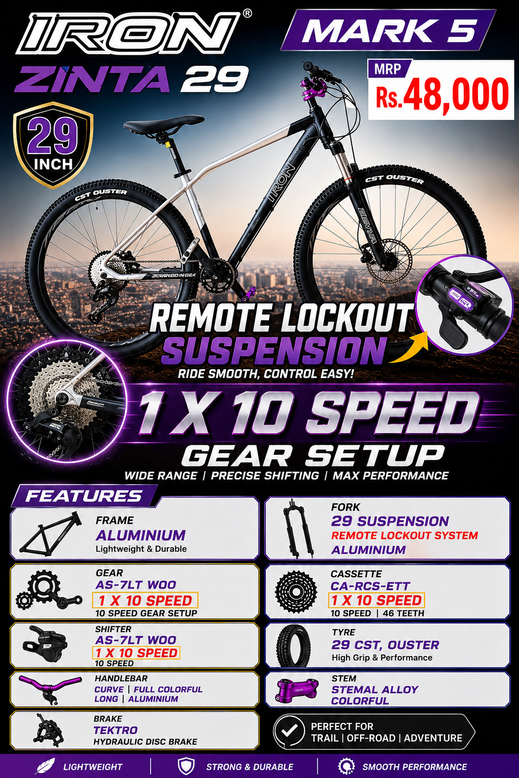CYCLE 29 GEAR 1-10 SPEED ZENTA IRON MARK-5